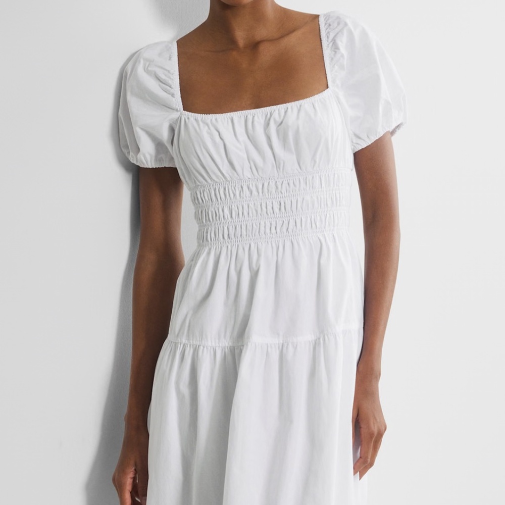 Aritzia Wilfred White Allegoria Poplin Midi Dress NWT